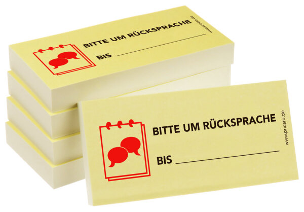 PRICARO Haftnotizen "Rücksprache bis", 100 Blatt, 5 Stück