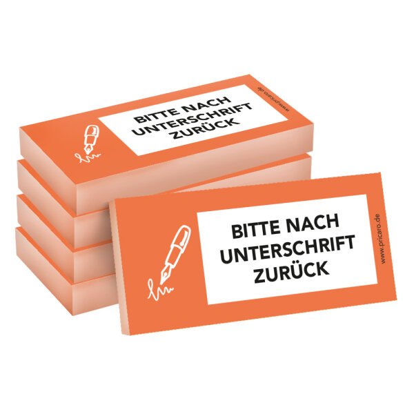PRICARO Haftnotizen "Nach Unterschrift zurück", orange, 100 Blatt, 5 Stück