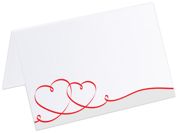 PRICARO Tischkarten "Geschwungene Herzen", Rot Soft-Feel, 50 Stück