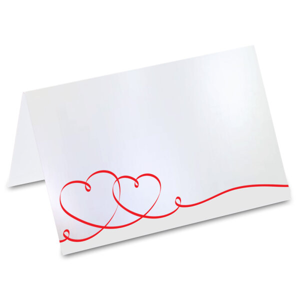PRICARO Tischkarten "Geschwungene Herzen", Rot Perlmutt, 50 Stück