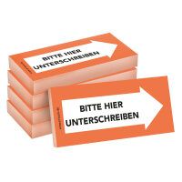 PRICARO Haftnotizen "Bitte hier unterschreiben", Rechts orange, 100 Blatt, 5 Stück