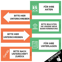 PRICARO Haftnotizen "Bitte hier unterschreiben", Rechts orange, 100 Blatt, 5 Stück