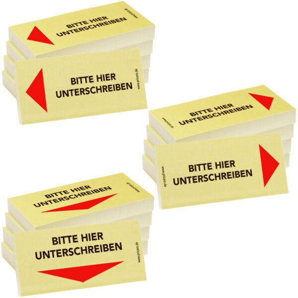 PRICARO Haftnotizen "Bitte hier unterschreiben", verschiedene, 100 Blatt, 15 Stück