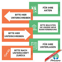 PRICARO Haftnotizen "Bitte hier unterschreiben", verschiedene, 100 Blatt, 15 Stück