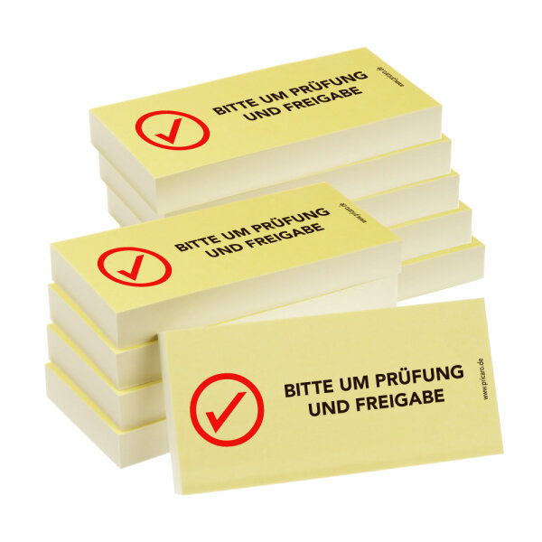 PRICARO Haftnotizen "Bitte um Prüfung und Freigabe", 100 Blatt, 10 Stück