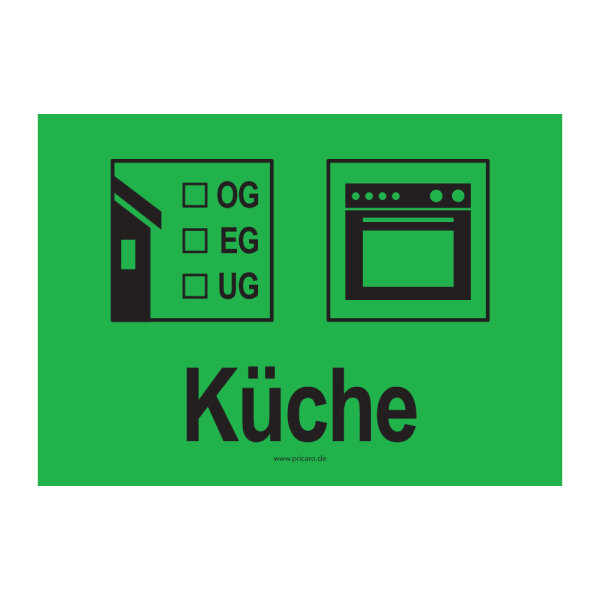 PRICARO Umzugsaufkleber Küche grün, A6, 15 Stück