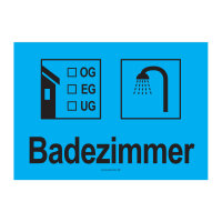 PRICARO Umzugsaufkleber "Badezimmer" cyan, A6,...