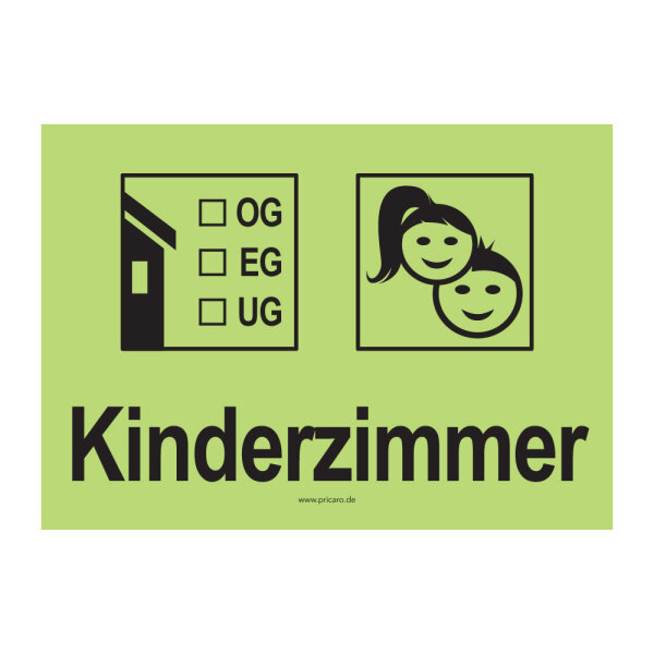 PRICARO Umzugsaufkleber "Kinderzimmer 3" hellgrün, A6, 15 Stück