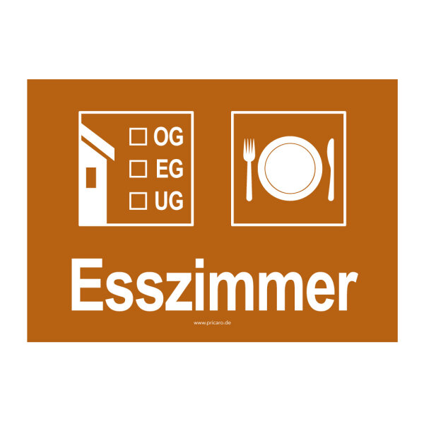 PRICARO Umzugsaufkleber "Esszimmer" braun, A6, 15 Stück