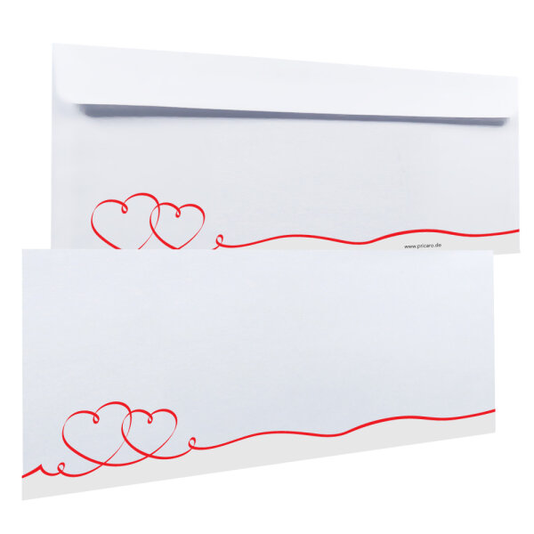 PRICARO Briefumschläge Geschwungene Herzen, Rot, 25 Stück