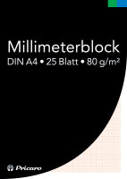 PRICARO Millimeterblock, A4, 25 Blatt, 3 Stück