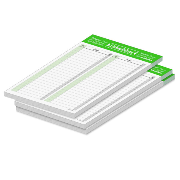 PRICARO Einkaufsliste "Typo", grün, A5, 3 Stück