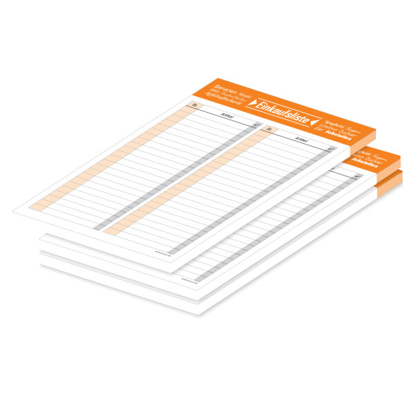 PRICARO Einkaufsliste "Typo", orange, A5, 3 Stück