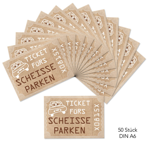 PRICARO Scheisse geparkt Flyer Ticket, A6, 50 Stück 
