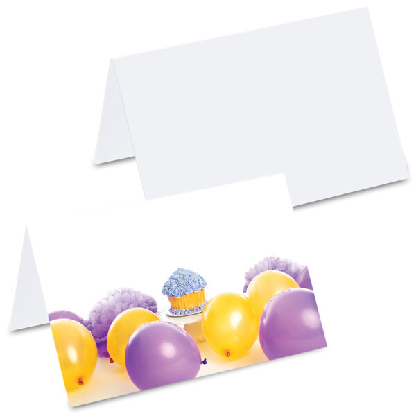 PRICARO Tischkarten Cupcakes und Ballons, 50 Stück