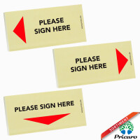 PRICARO Haftnotizen "Bitte hier unterschreiben", Pfeil rechts, rot, 100 Blatt, 5 Stück