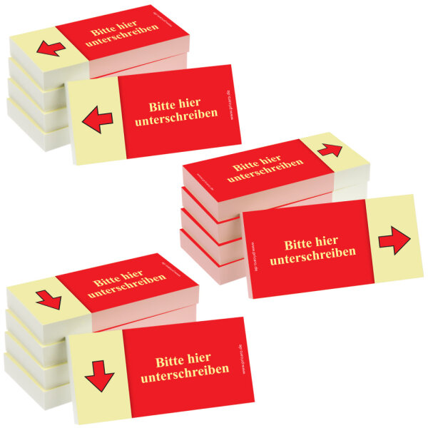 PRICARO Haftnotizen "Bitte hier unterschreiben", verschiedene, rot, 100 Blatt, 15 Stück