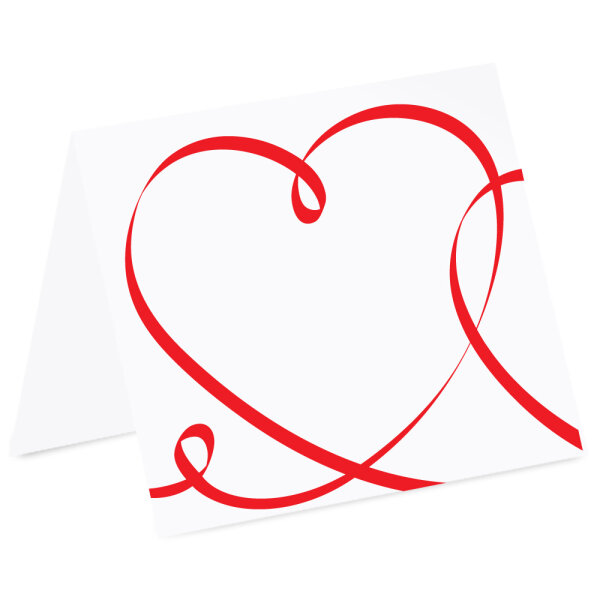PRICARO Tischkarten Geschwungene Herzen, Rot, quadratisch, 40 Stück