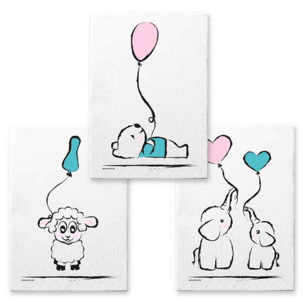 PRICARO Leinwand "Baby-Girl", 20 x 30 cm, 3er Set