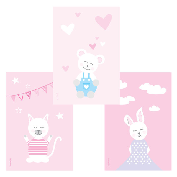 PRICARO Poster "Tier-Harmonie", A4, 3er Set