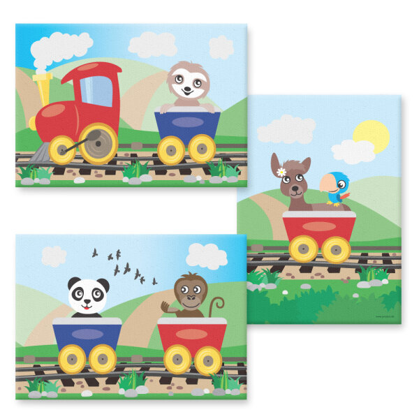 PRICARO Leinwand "Abenteuerreise", 20 x 30 cm, 3er Set