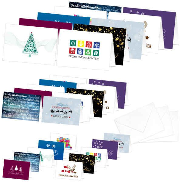 PRICARO Weihnachtskarten mit Briefumschlägen "Motive 3", 30 Stück