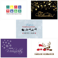 PRICARO Weihnachtskarten mit Briefumschlägen und Postkarten "Motive 3", 50 Stück