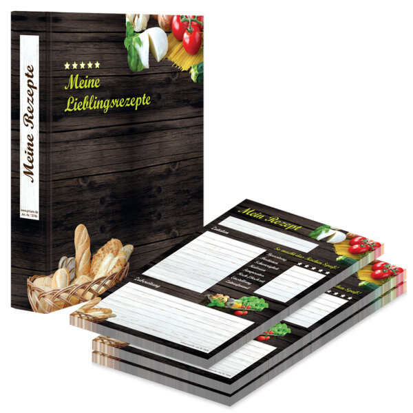 PRICARO Rezeptordner mit Rezeptblock "Mediterran", A5