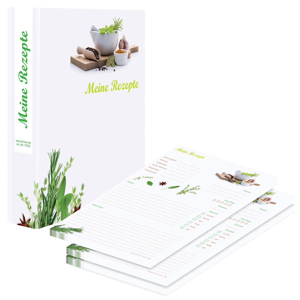 PRICARO Rezeptordner mit Rezeptblock /"Zutaten/" A4