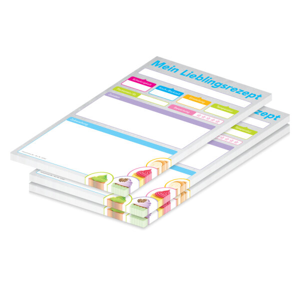 PRICARO Rezeptblock "Törtchen", A5, 3 Stück
