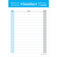 PRICARO Einkaufsliste "Typo", magnetisch, blau, A6, 50 Blatt, 5 Stück