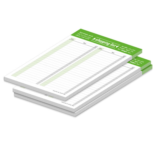 PRICARO Shopping List Typo, magnetic, green, A5, 25 sheets, Set of 3