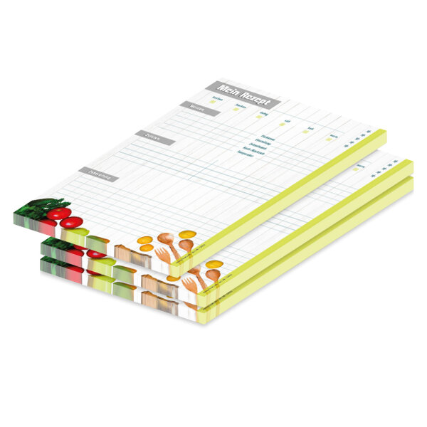 PRICARO Rezeptblock "Frisches Gemüse", A4, 25 Blatt, 3 Stück