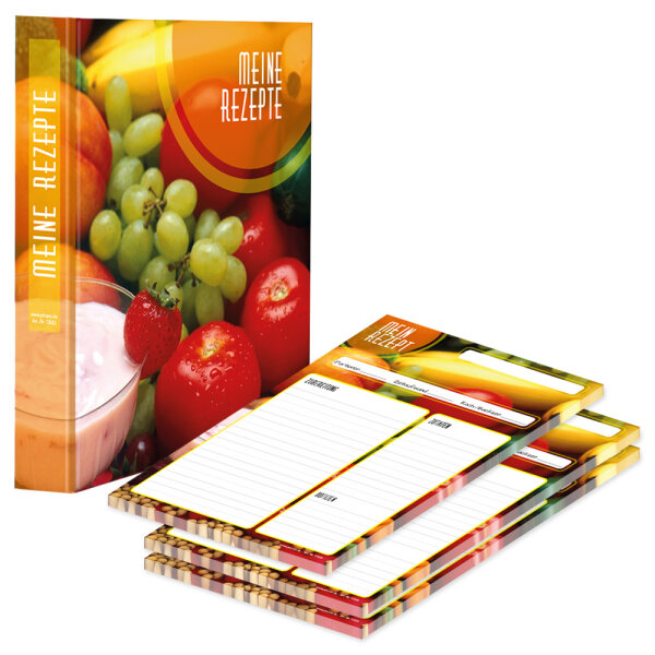 PRICARO Rezeptordner mit Rezeptblock "Bunte Zutaten", A4