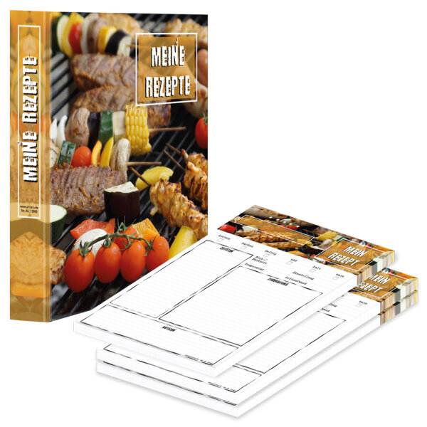 PRICARO Rezeptordner mit Rezeptblock "BBQ", A4