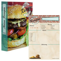 PRICARO Rezeptordner mit Rezeptblock "American Burger", A5