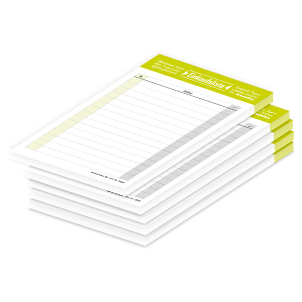 PRICARO Einkaufsliste "Typo", limette, A6, 5 Stück
