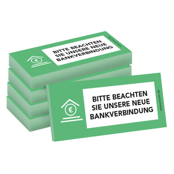 PRICARO Haftnotizen "Neue Bankverbindung", grün, 100 Blatt, 5 Stück