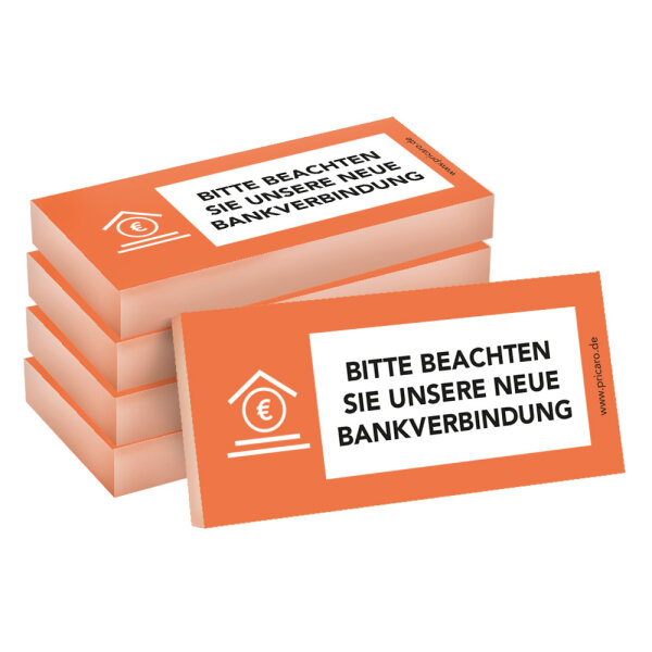 PRICARO Haftnotizen "Neue Bankverbindung", orange, 100 Blatt, 5 Stück