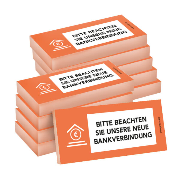 PRICARO Haftnotizen "Neue Bankverbindung", orange, 100 Blatt, 10 Stück