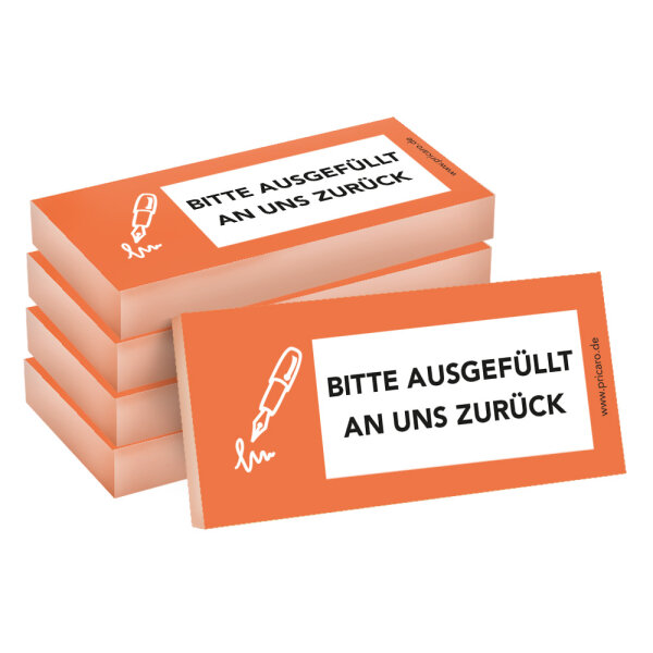 PRICARO Haftnotizen "Bitte ausgefüllt an uns zurück", orange, 100 Blatt, 5 Stück