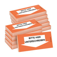 PRICARO Haftnotizen "Bitte hier unterschreiben", Unten, orange, 100 Blatt, 10 Stück