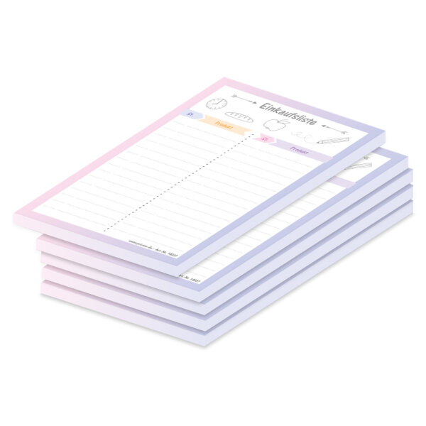 PRICARO Einkaufsliste "Allerlei", magnetisch, rosa, A6, 50 Blatt, 5 Stück