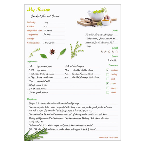 PRICARO Recipe notepad "Spices", A4, 25 sheets, 3 pieces