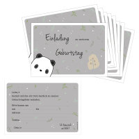 PRICARO Einladungskarten Kindergeburtstag, A6 "Pandabär", 10 Stück