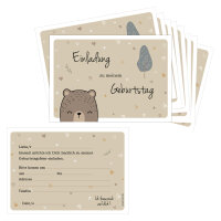 PRICARO Einladungskarten Kindergeburtstag, A6 "Grizzlybär", 10 Stück