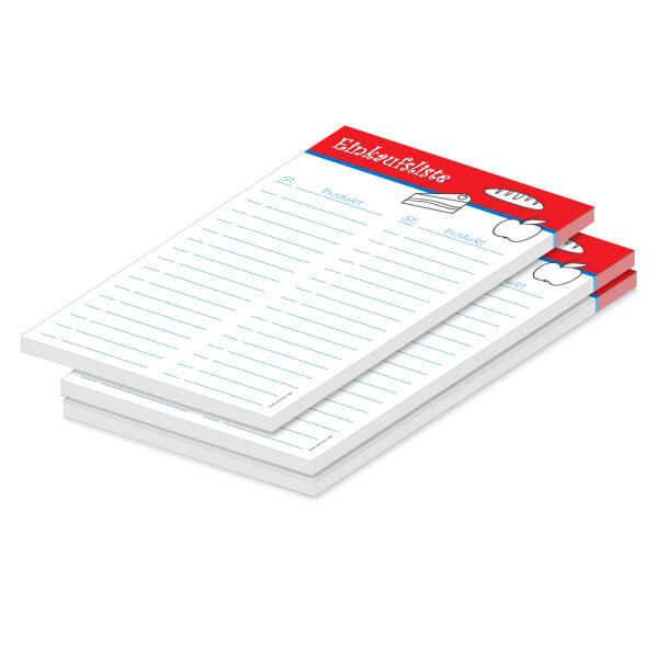 PRICARO Einkaufsliste "Food", magnetisch, rot, A5, 50 Blatt, 3 Stück