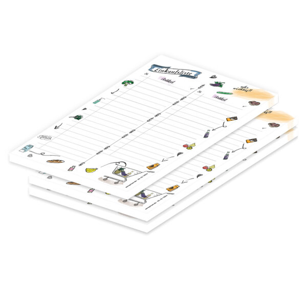 PRICARO Einkaufsliste "Comic", magnetisch, A5, 50 Blatt, 3 Stück