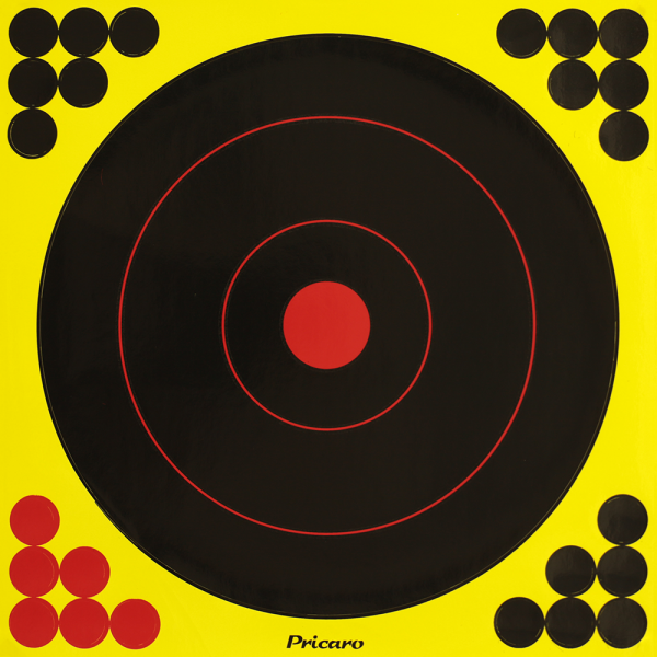 PRICARO Reaktive Zielscheibe "V4", selbstklebend, Splatter Target, Gelb / Rot, 30,5 cm, 10 Stück