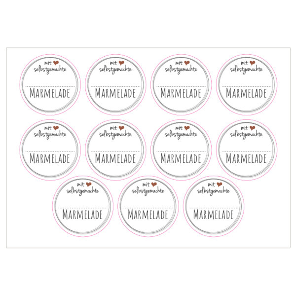 PRICARO Etiketten "Marmelade Sticker" weiß, A5, 55 Stück